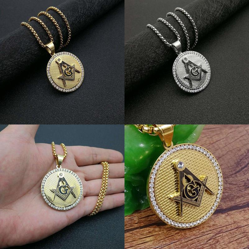 Pendant Necklaces Hip Hop Stainless Steel Masonic Symbol Pendants For Women/Men Gold Color Mason Fashion Jewelry Drop Delivery Dhk48