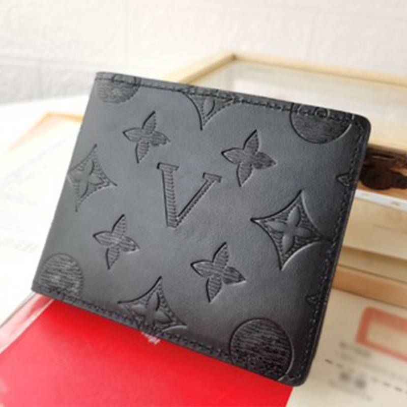 Men wallet Designer women purse fashion Luxury short Black embossed horizontal pattern letter leather cardholder leather Wallet with original box 60895