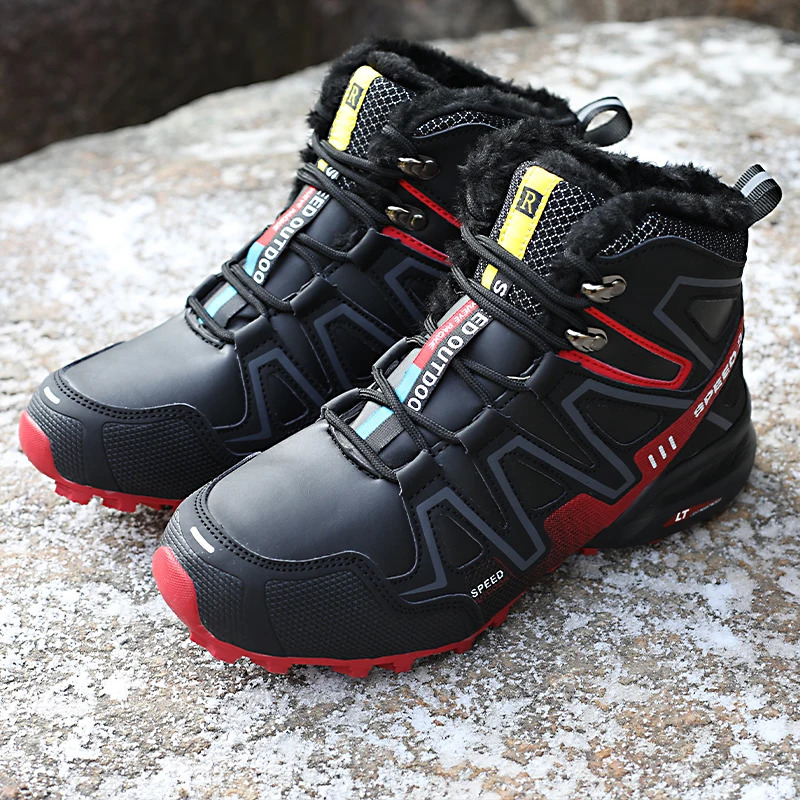 Outdoor snow boots for men and women winter large size warm thick waterproof non slip cotton shoes winter hiking shoes 240607