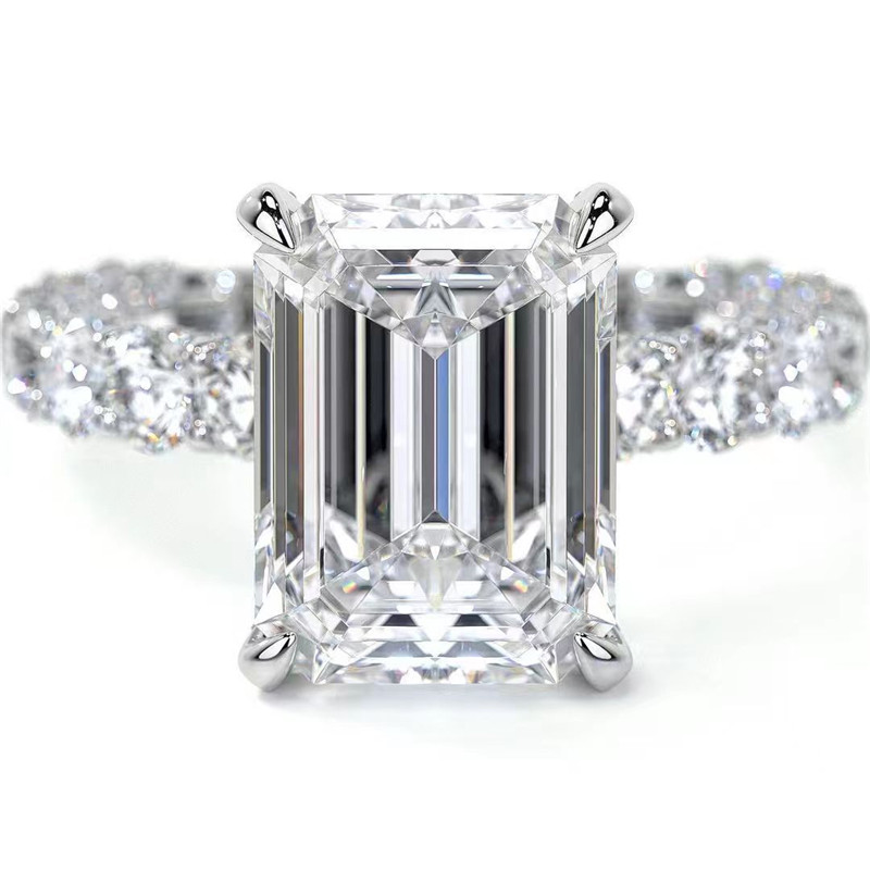 2024 Gorgeous Luxury Jewelry Wedding Rings 925 Sterling Silver Emerlad Cut Lab Moissanite Diamond Party Eternity Elegant Women Engagement Band Ring Gi