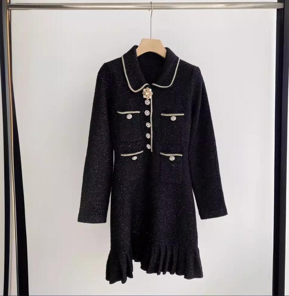 2026 Spring/Summer Designer Printed Long Sleeve Knitted Dress Slimming Women's Skirt