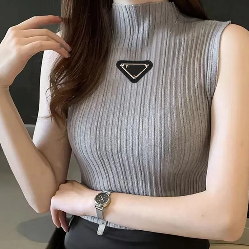 Designer Women Vest T Shirt Women Round Neck Pullover Knit Waistcoats Sleeveless Vest Top Jumper Woman T-shirt top