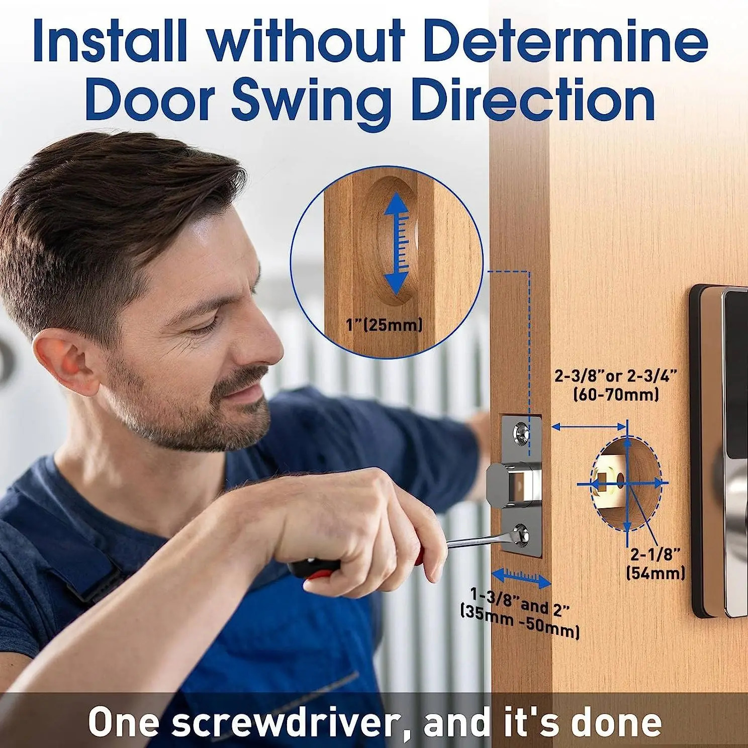 Smart Lock with password Keyless Entry Door Touchscreen Keypads Easy to Install App Unlock 50 User Codes 240603