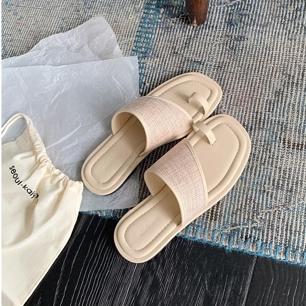 Women Summer Slipper Ladies Sandal Square Head Plaited Slippers Fashion Flip Flops
