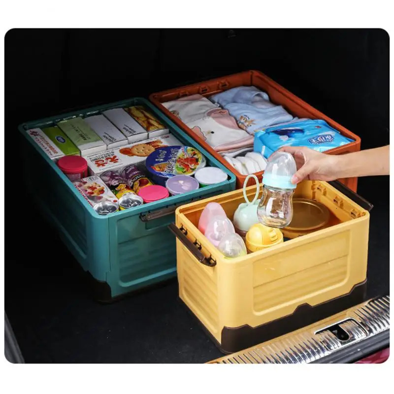 Plus size foldable storage plastic clothing organizer covered toy book tool trunk car outdoor travel folding box 240604