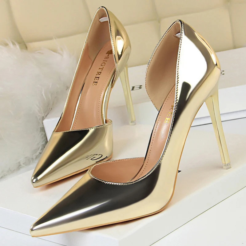 Plus Size 43 est Women 10.5cm High Heels Gold Pumps Female Stripper Tacons Lady Shoes High Heels Scarpins Fetish Shoes 240607