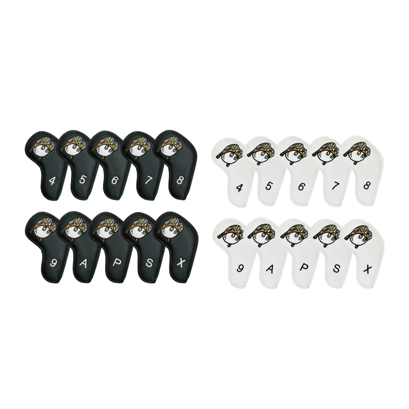 10Pcs Golf Iron Club Head Covers Set Pilots Pattern 4-9 P X A S Protector 240603