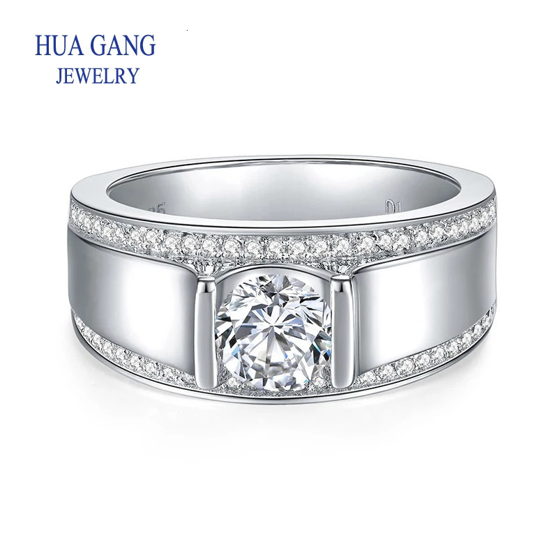 100% 925 Sterling Real 1ct / 2ct D Color Wedding Rings For Men Sparkling Labs Diamond Fine Jewelry With Certificate 240530