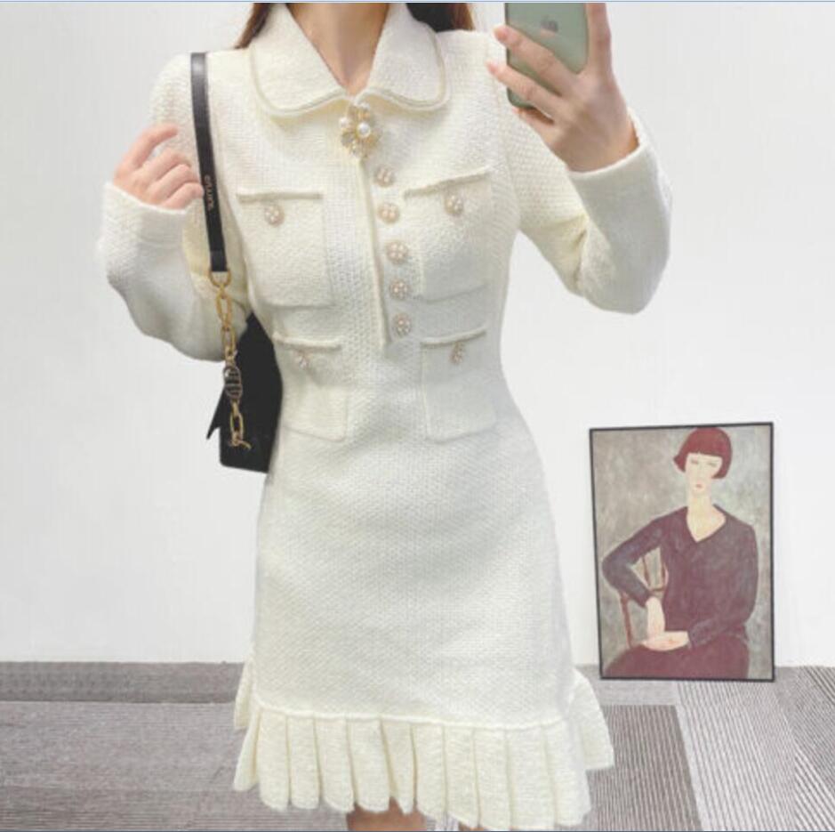 2026 Spring/Summer Designer Printed Long Sleeve Knitted Dress Slimming Women's Skirt