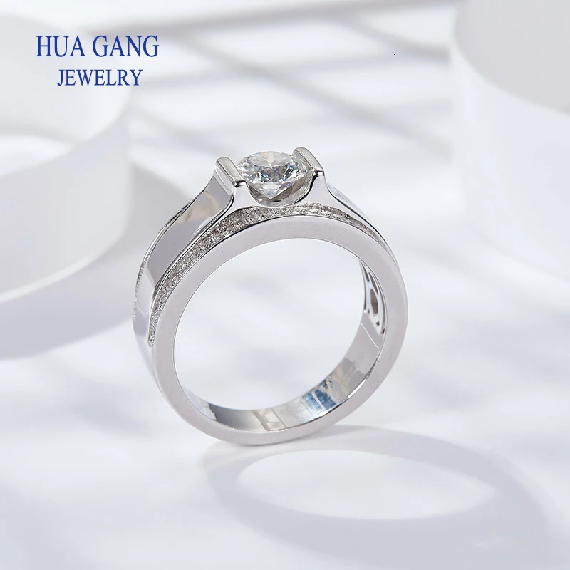 100% 925 Sterling Real 1ct / 2ct D Color Wedding Rings For Men Sparkling Labs Diamond Fine Jewelry With Certificate 240530