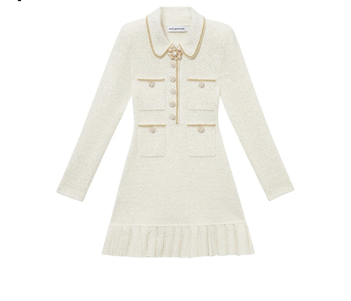 2026 Spring/Summer Designer Printed Long Sleeve Knitted Dress Slimming Women's Skirt