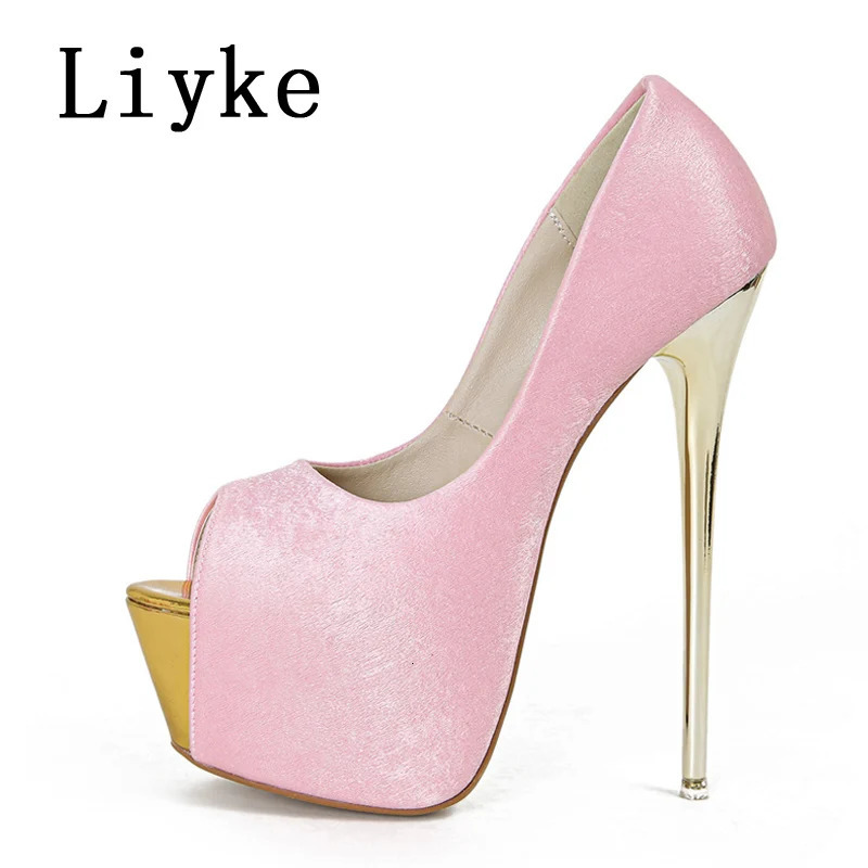 Liyke Sexy Peep Toe Party Nachtclub Stripper Pole Dance High Heels Wedding Prom Shoes Stiletto Women Platform Pumps Size 34-45 240729