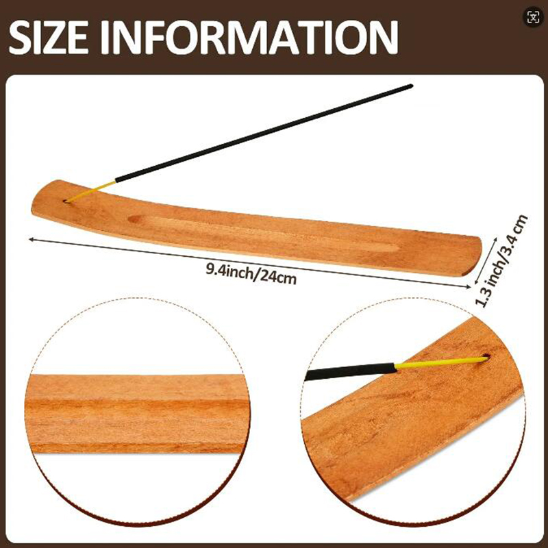 Natural Wooden Incense Stick Holder Fragrance Lamps Ash Catcher Burner Holders Home Decoration Censer Tool Pine Wood Tray 24*0.4*3.5CM