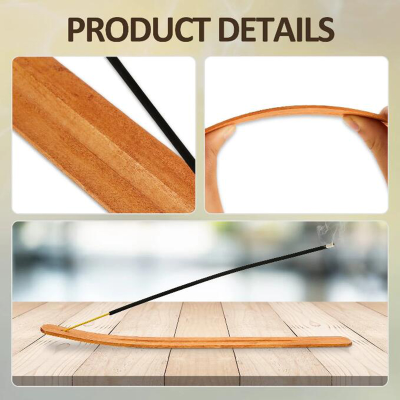 Natural Wooden Incense Stick Holder Fragrance Lamps Ash Catcher Burner Holders Home Decoration Censer Tool Pine Wood Tray 24*0.4*3.5CM