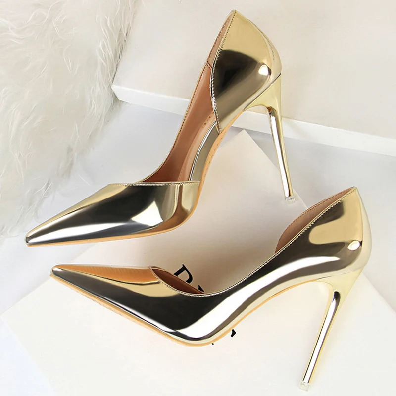 Plus Size 43 est Women 10.5cm High Heels Gold Pumps Female Stripper Tacons Lady Shoes High Heels Scarpins Fetish Shoes 240607
