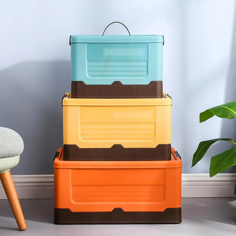 Plus size foldable storage plastic clothing organizer covered toy book tool trunk car outdoor travel folding box 240604