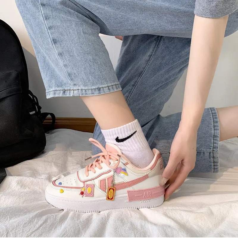 Women Chunky Platform Fashion Autumn Breathable Comfort tennis Feminino Sport Shoes White women Sneakers pink 240607