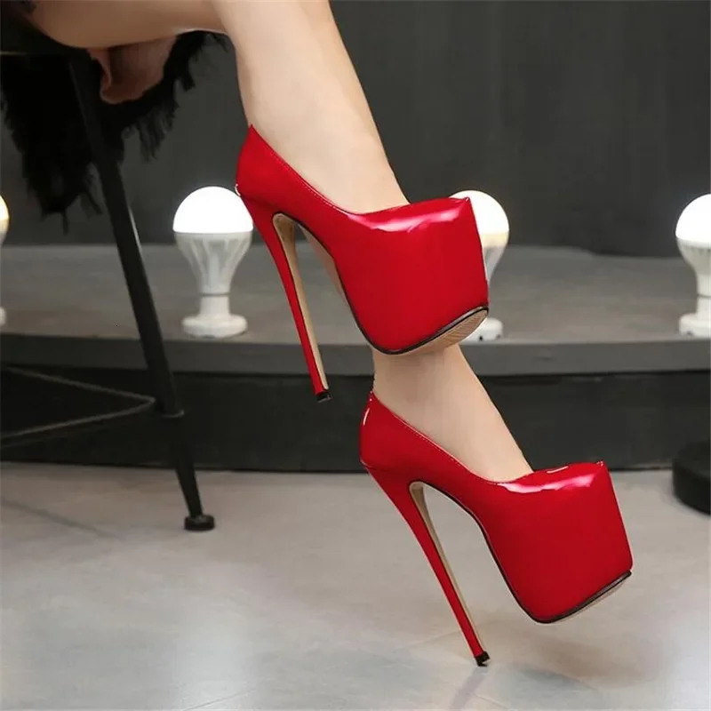 35 44 Size women Super High Heels 18cm shoes Concise 8CM platforms shoes pumps Wedding Party Sexy leather shoes zapatos 240607