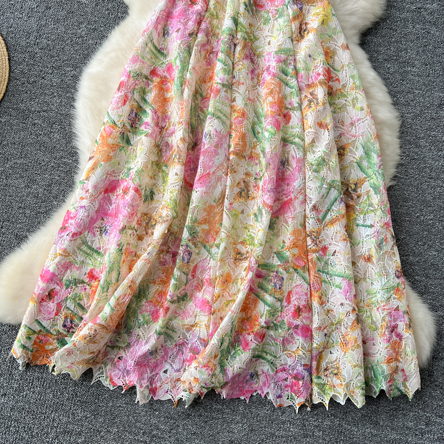 Basic Casual Dresses Summer Bohemain Crochet Hollow Out Embroidery Lace Long Dress Womens V-Neck Spaghetti Strap Printed Backless Party Vestidos