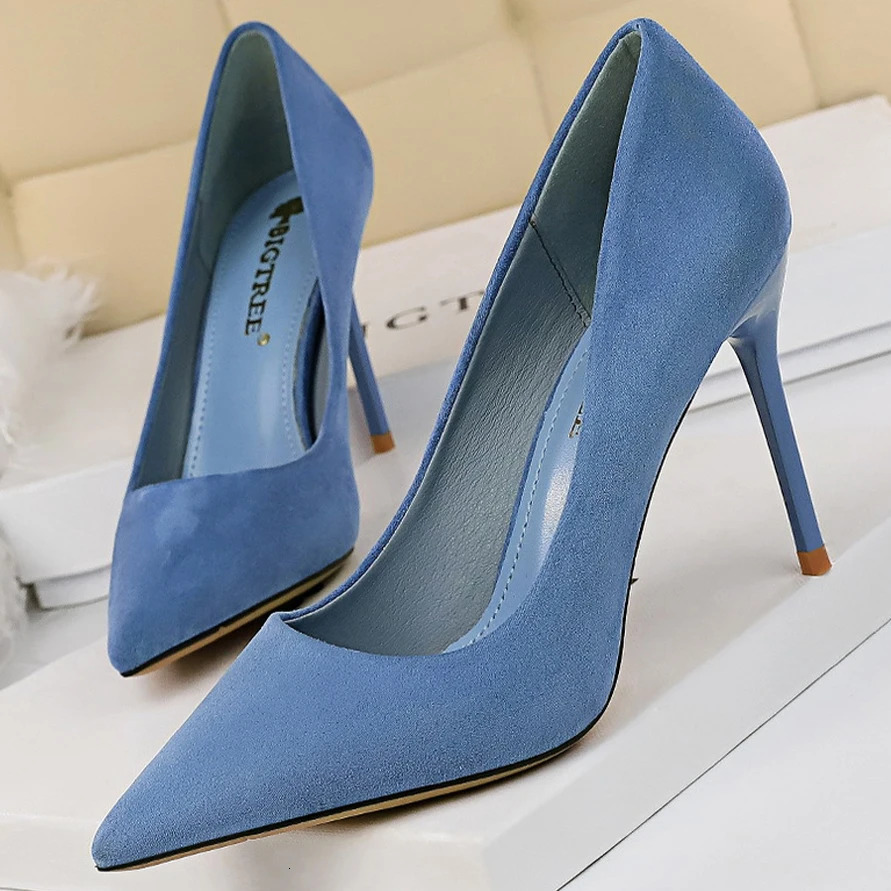 BIGTREE Shoes Suede Woman Pumps High Heels For Women Office Shoes Fashion Stiletto Heels Women Basic Pump Plus Size 42 43 240607