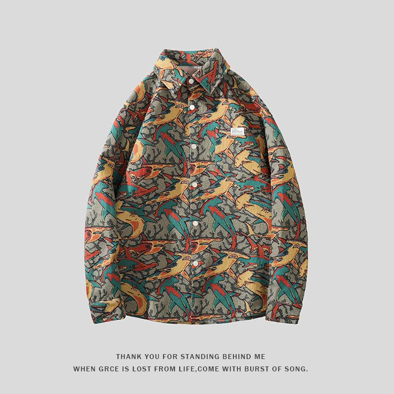 Graffiti Printing American Retro Jacket Men Autumn Trend Heavy Embroidery Casual Jackets Hip-hop Oversizes Man Women Unisex Coat 240530