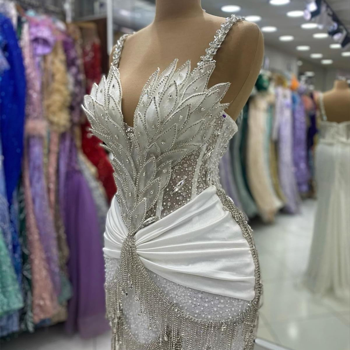 2024 Aso Ebi Plus Size Iovry Mermaid Prom Dress Crystals rals Beaded Evening Formal Party Second Reception Birthday Engagement Thanksgiving Gowns Dres