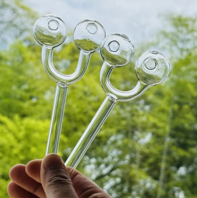Double Bowl Curved Glass Oil Burners Pipe Water Bong With Clear Glass Balancer glass Oil Pipes Thick hand Smoking Pipe