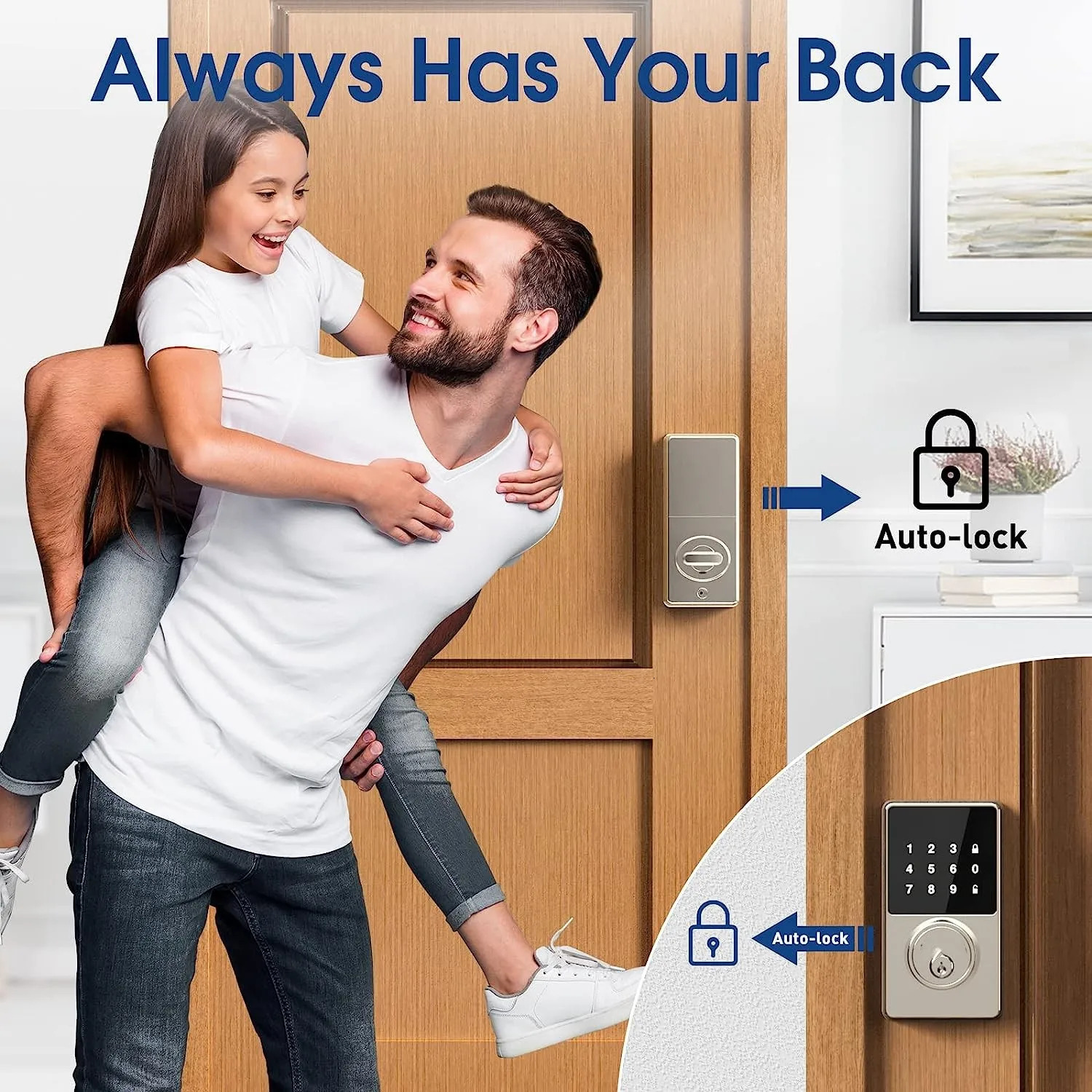 Smart Lock with password Keyless Entry Door Touchscreen Keypads Easy to Install App Unlock 50 User Codes 240603