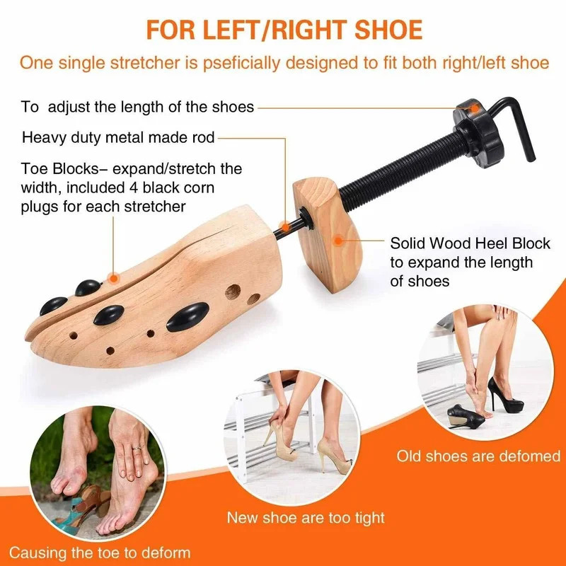 Stretcher Shoes Tree Shaper Rack 1Piece Unisex Shoe SML for Women Man Adjustable Wooden Pumps Boots Expander Trees Size 240607