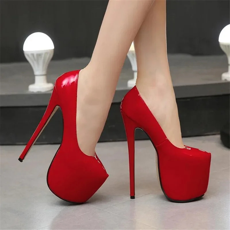 35 44 Size women Super High Heels 18cm shoes Concise 8CM platforms shoes pumps Wedding Party Sexy leather shoes zapatos 240607