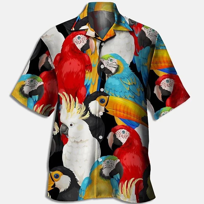 Summer Floral Parrot 3d Print Shirt Men Women Fashion Shirts SingleBreasted Short Sleeve Hawaiian Blouse Mens Clothing 240601Z