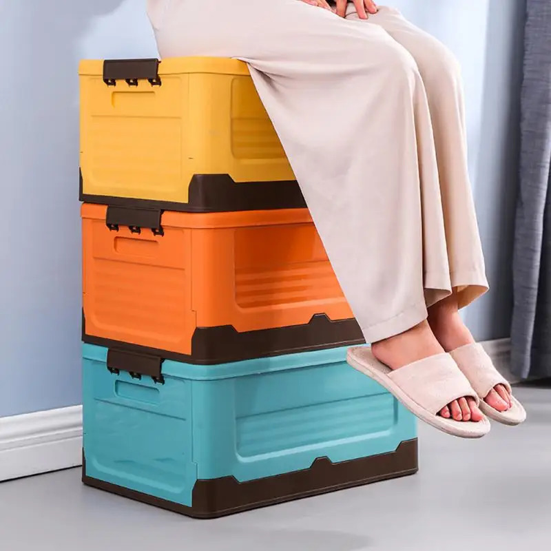 Plus size foldable storage plastic clothing organizer covered toy book tool trunk car outdoor travel folding box 240604