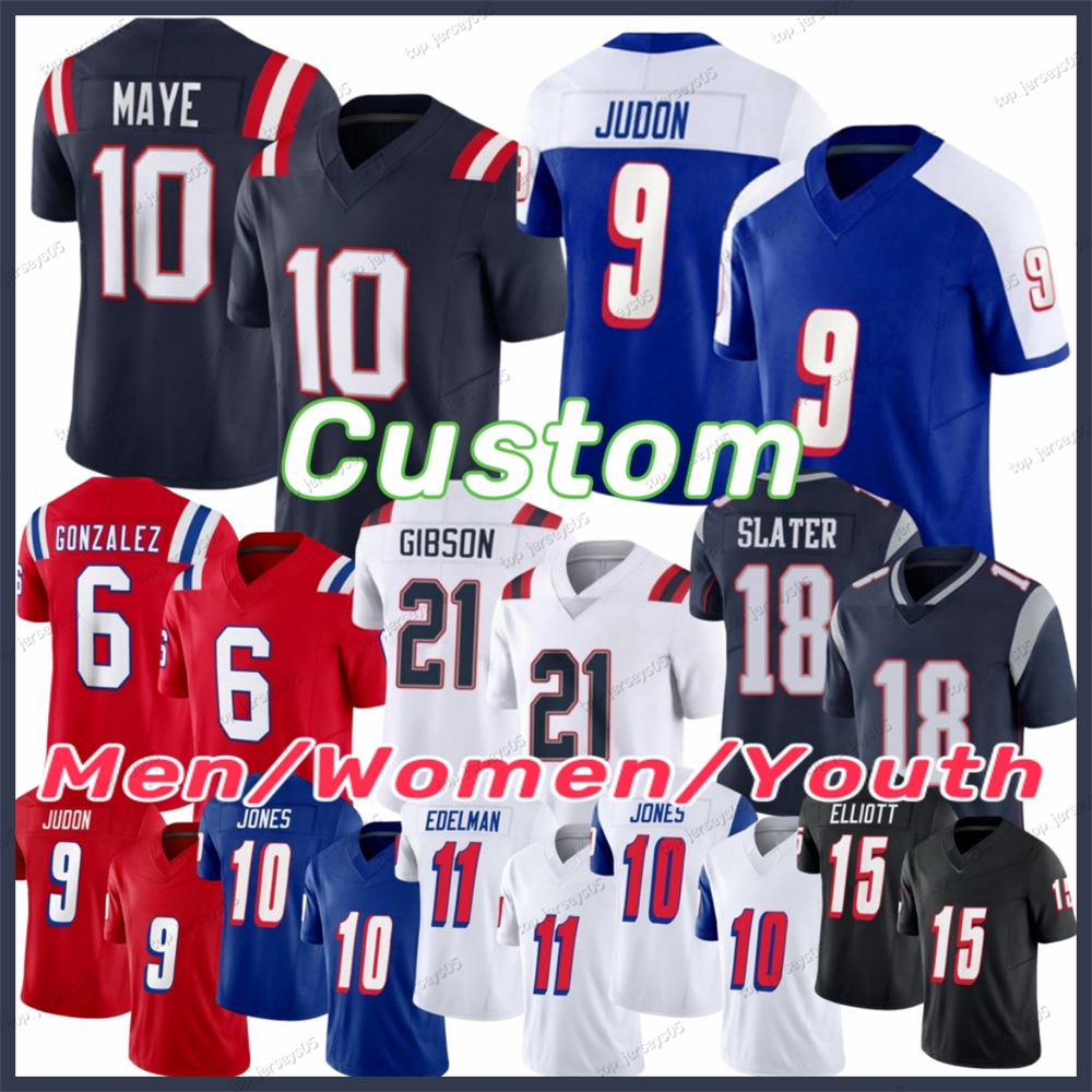 10 Drake Maye Football Jersey Christian Gonzalez Matthew Judon Tom Brady Antonio Gibson Kendrick Bourne Rhamondre Stevenson Demario Douglas Hunter Henry Dugger