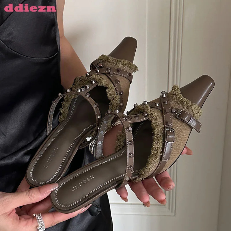 Female Shoes For Thin High Heels Pointed Toe Elegant Ladies Sandals Slingbacks Slides Fashion 2024 Footwear Black Women Pumps 240607