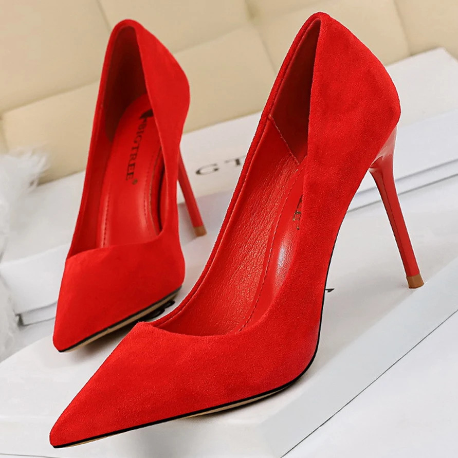BIGTREE Shoes Suede Woman Pumps High Heels For Women Office Shoes Fashion Stiletto Heels Women Basic Pump Plus Size 42 43 240607