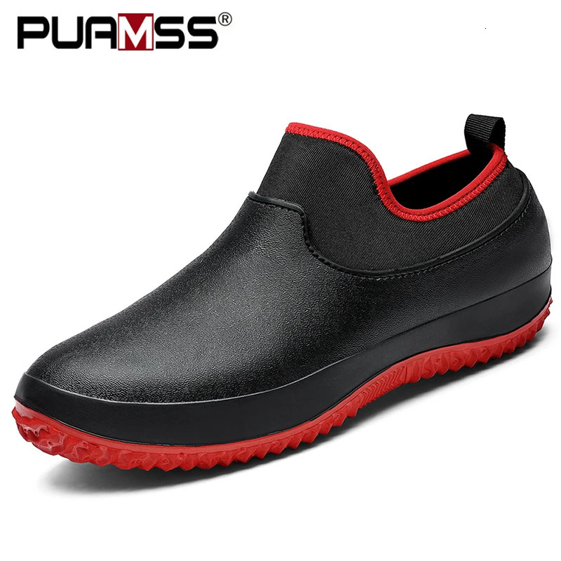 Rain Boots Men Short Waterproof Rubber Boots Outdoor Comfortable Non Slip Work Chef Shoes Fishing Boots Men For Rainy Weather 240607