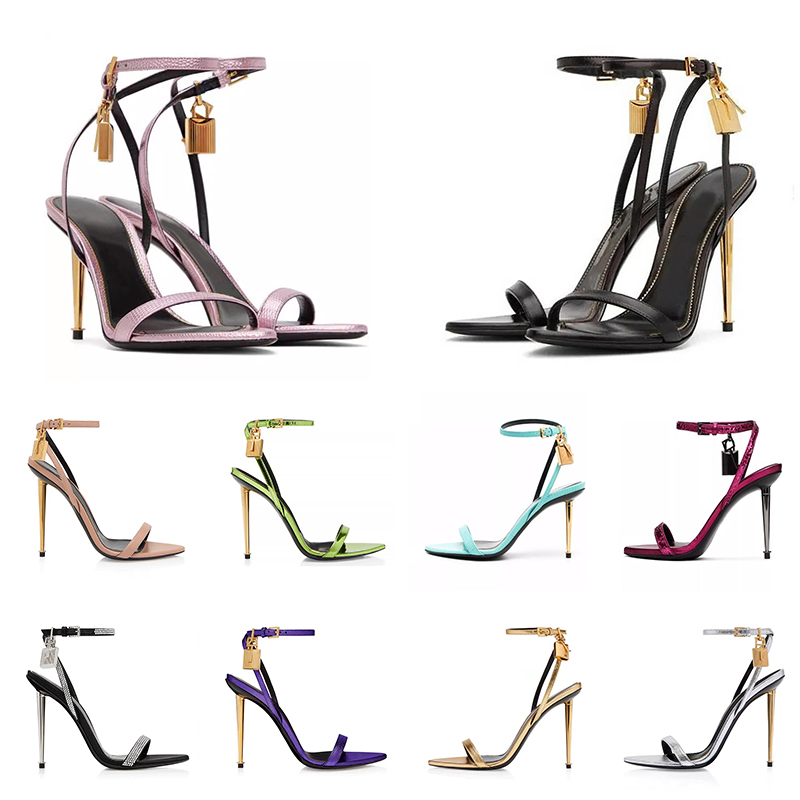 Padlock pointy naked sandals womens Designer High Heels sandal black nude pink silver gold[code ：L]ladies Pumps slingback sandale