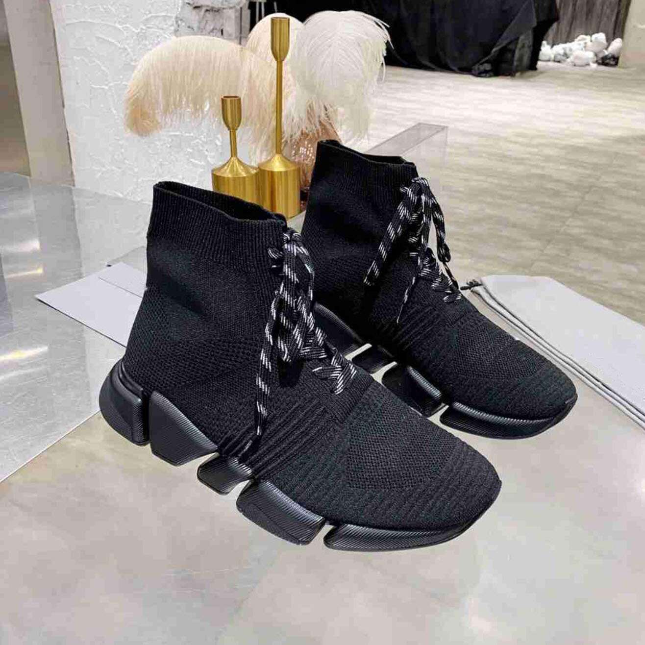 Designer Casual Women Shoes Man Ballerina Shoes Sneakers Platform Loafers Lace Up Fashion Flat Boots Men Women Runner Sneakers Size 35-46 Black W