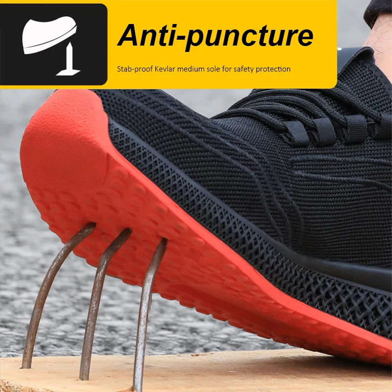 Work Shoes Men Women Sneakers Breathable Steel Toe Boots Lightweight Safety AntiPuncture Wear Resistant Comfortable Mesh Surface Shoes