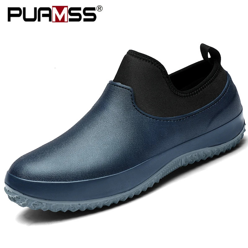 Rain Boots Men Short Waterproof Rubber Boots Outdoor Comfortable Non Slip Work Chef Shoes Fishing Boots Men For Rainy Weather 240607