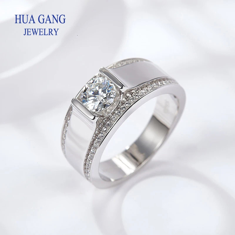 100% 925 Sterling Real 1ct / 2ct D Color Wedding Rings For Men Sparkling Labs Diamond Fine Jewelry With Certificate 240530