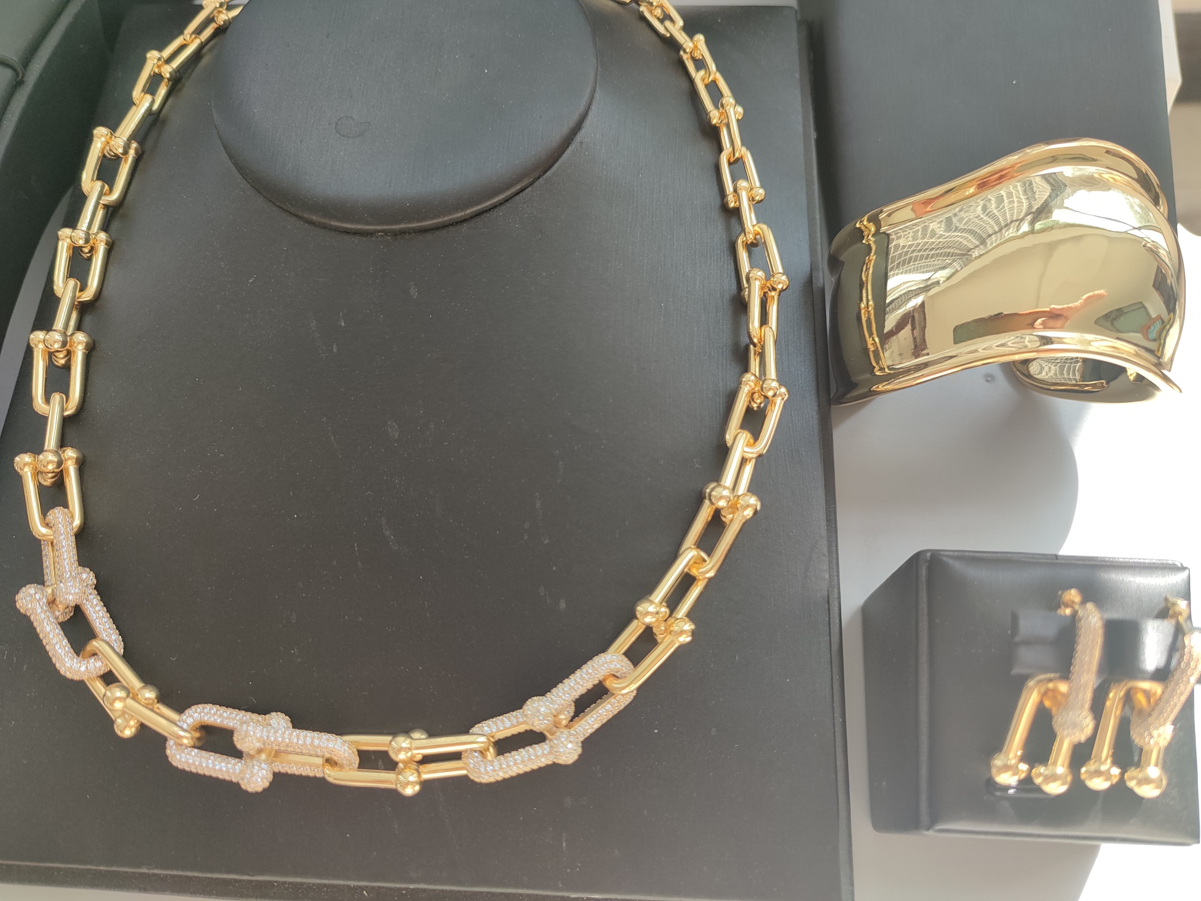 New gold sliver Chain womens pendant long 41 45 50 60cm designer necklace jewelry bracelet necklaces Engagement set for women girls Couple Wedding Par