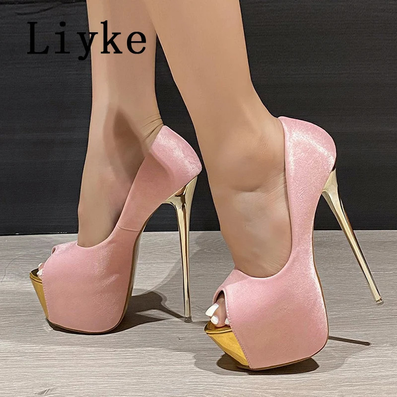 Liyke Sexy Peep Toe Party Nachtclub Stripper Pole Dance High Heels Wedding Prom Shoes Stiletto Women Platform Pumps Size 34-45 240729