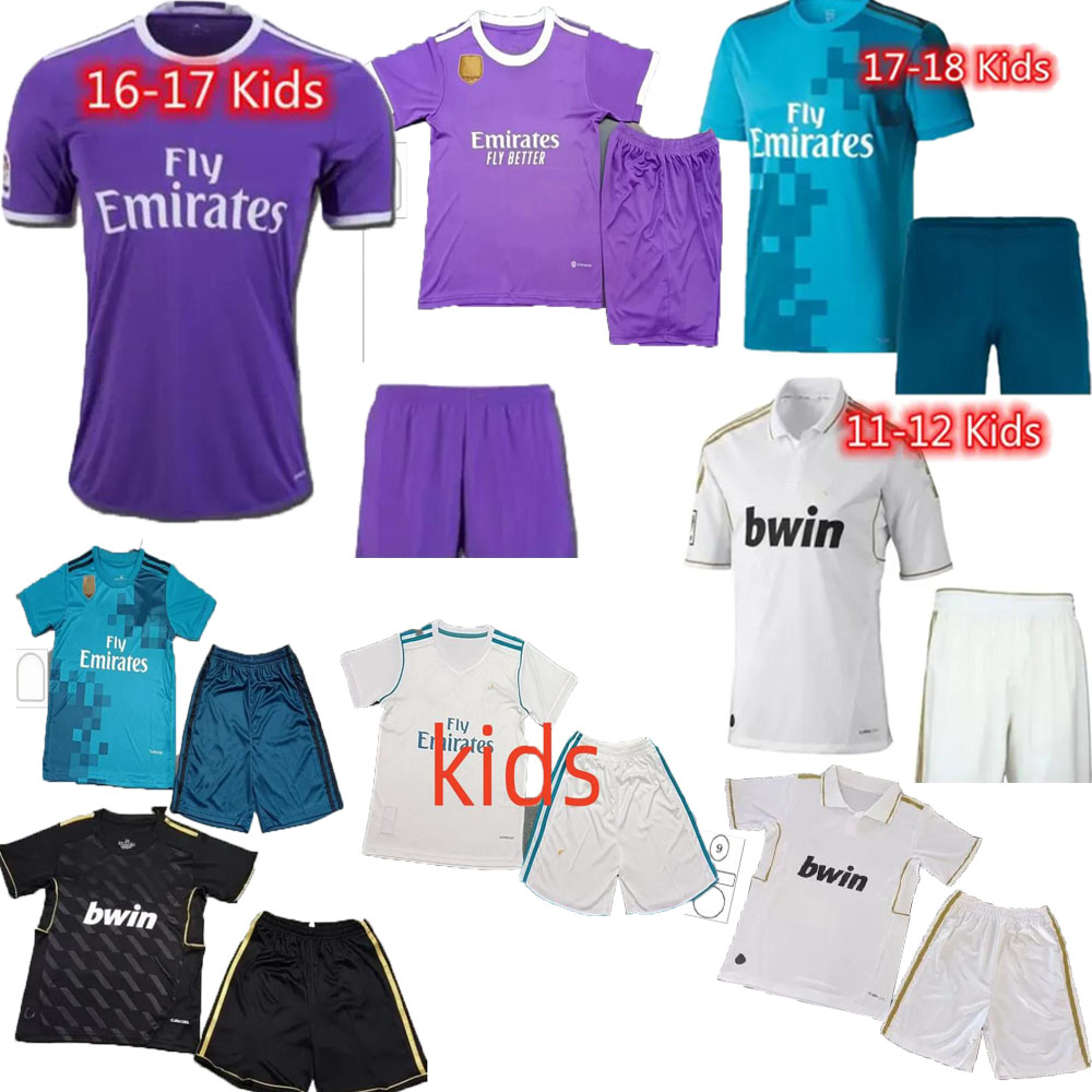 Retro Real Madrid KIDS soccer jerseys 2011 12 16 17 18 BENZEMA MARCELO ISCO NACHO CARVAJAL BALE SERGIO RAMOS Ronaldo classical children sets football shirt