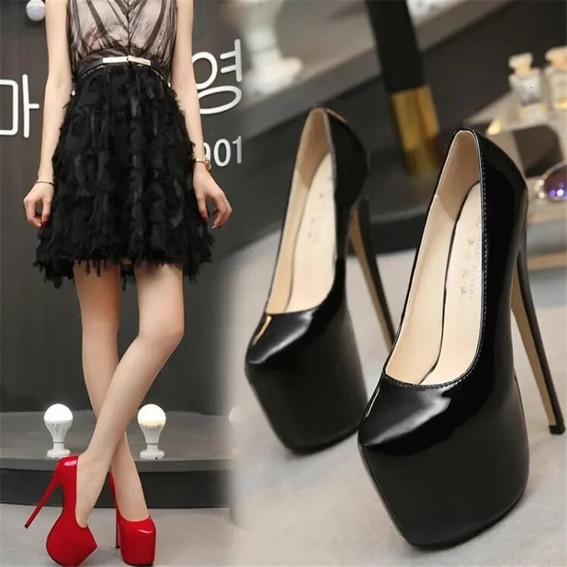 35 44 Size women Super High Heels 18cm shoes Concise 8CM platforms shoes pumps Wedding Party Sexy leather shoes zapatos 240607