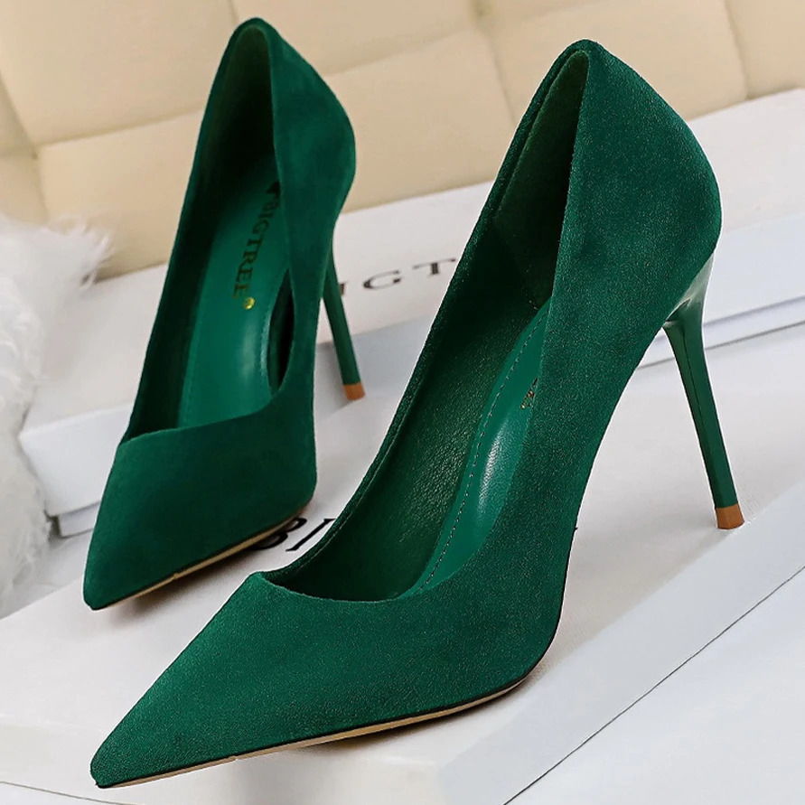 BIGTREE Shoes Suede Woman Pumps High Heels For Women Office Shoes Fashion Stiletto Heels Women Basic Pump Plus Size 42 43 240607