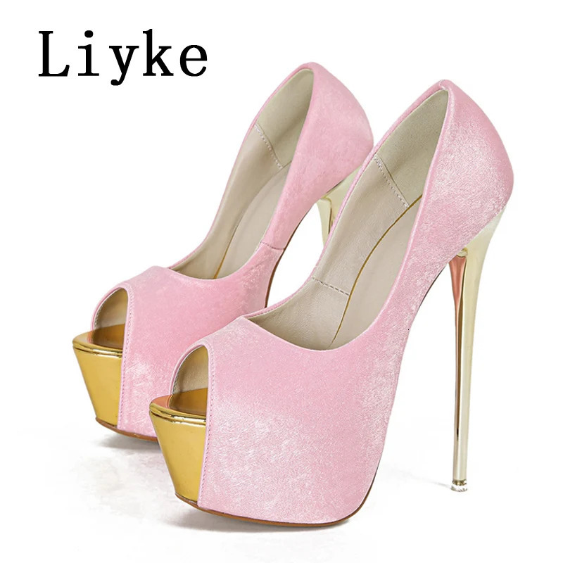 Liyke Sexy Peep Toe Party Nachtclub Stripper Pole Dance High Heels Wedding Prom Shoes Stiletto Women Platform Pumps Size 34-45 240729