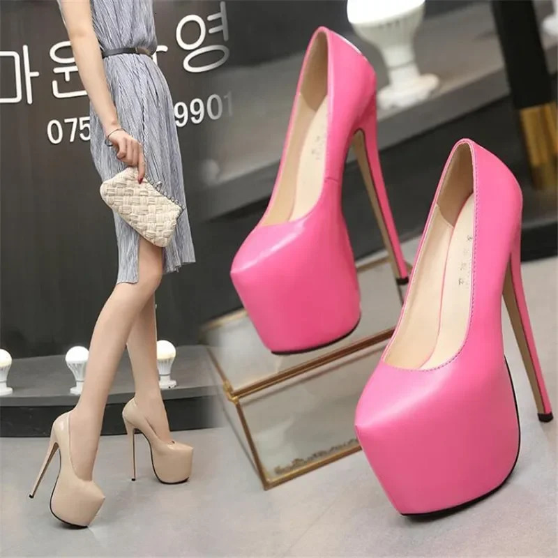 35 44 Size women Super High Heels 18cm shoes Concise 8CM platforms shoes pumps Wedding Party Sexy leather shoes zapatos 240607