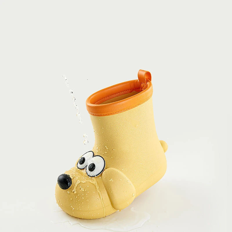 Childrens Fashion Rain Boots Boy Cartoon Dog Nonslip Waterproof Baby Girls Water Shoes Outdoor Midcalf 240603