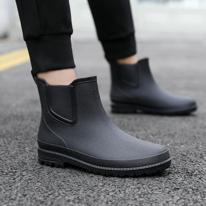 Short Mens Rain Boots Waterproof Mens Rubber Shoes Comfortable Mens Fishing Boots Work Male Safety Shoes Botas Para Hombre 240607